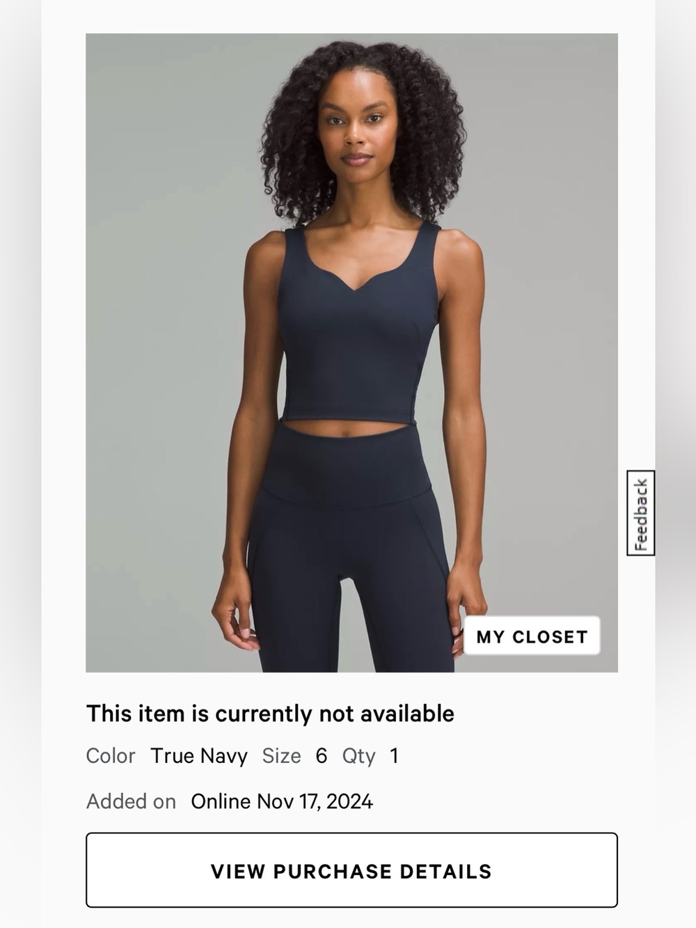 Lululemon Wunder Train Sweetheart Tank